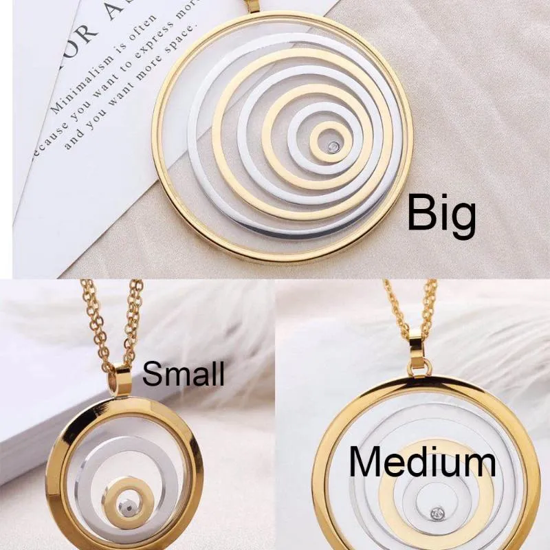 Anhänger Halsketten Klassischer Europa-Schmuck Lang Für Frauen 3 Größe Glas Beweglicher Stein Charms Jahrestag_voghion.com