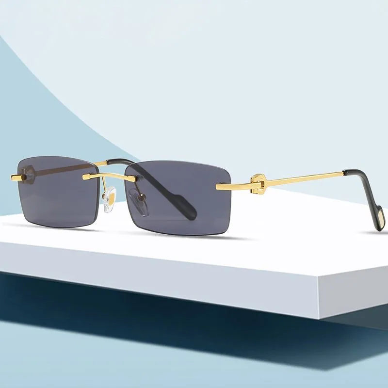 óculos de sol quadrados óculos de sol de grife armações de óculos de sol femininos última moda masculinos cabeça de guarda-sol composto de metal sem aro_voghion.com