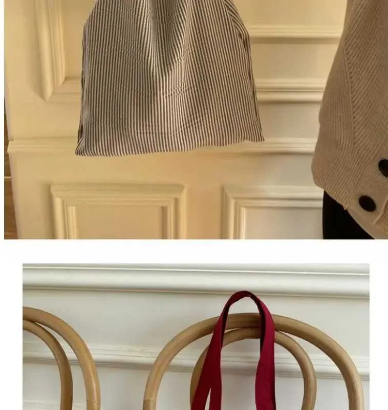Borsa a tracolla semplice a righe in tela con design a doppio strato, grande capacità, pieghevole, da viaggio sC241031_voghion.com