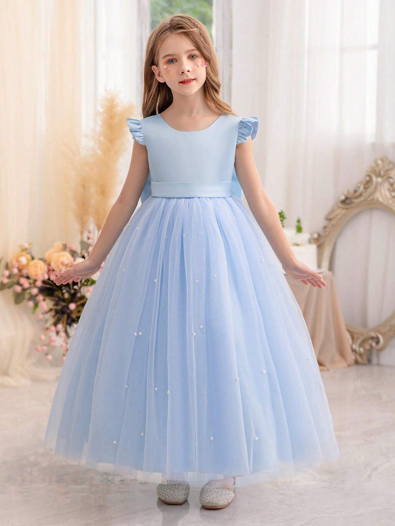 Girl Bow Princess Dress, Christmas Party Dress_voghion.com