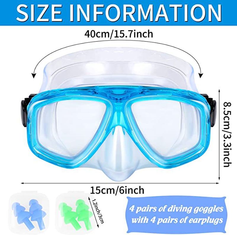 Schnorchel fir Erwuessener a Kanner, zwee Sätz vun High-Definition Anti-Niwwel Tauchen, Nuesklammer Ouerrostëpsen, Professionell Schwammbrëll_voghion.com