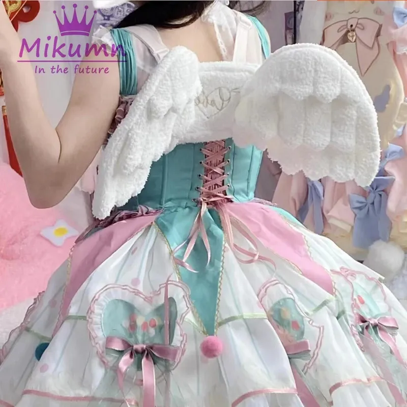 Zaino in peluche con ali d'angelo bianche Mikumn, giapponese Y2k, kawaii, carino, uniforme Lolita JK, borsa per cosplay, regalo di compleanno per feste_voghion.com