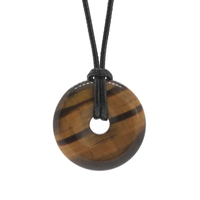 Colliers pendentifs KFT 30 mm Cercle Donut Naturel Guérison Cristal Quartz Collier Lapis Lazuli Opale Pierre Amulette Porte-Bonheur_voghion.com