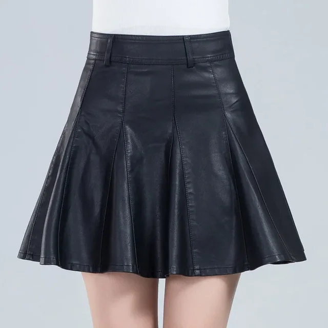 Vroče prodajana ženska elegantna plus velikost nova modna korejska stilska krila iz pravega usnja z visokim pasom, mini ženska seksi krilo_voghion.com