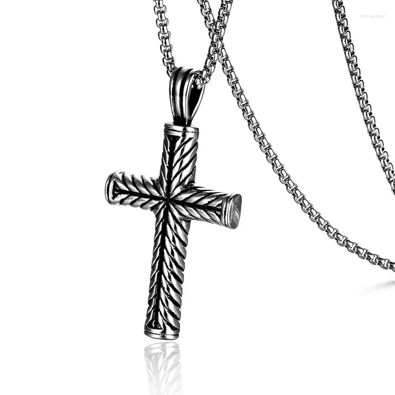 Colliers pendentifs Funky Easter Stripe Cross Collier cool pour hommes Accessoires de mode tendance en acier inoxydable_voghion.com