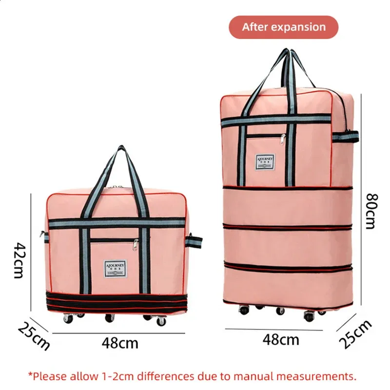 Faltbare Lage Taschen mit Großen Wasserdicht Erweiterbar Lages Pack Handtasche Unisex Universal Reisetasche auf Rädern XM133_voghion.com