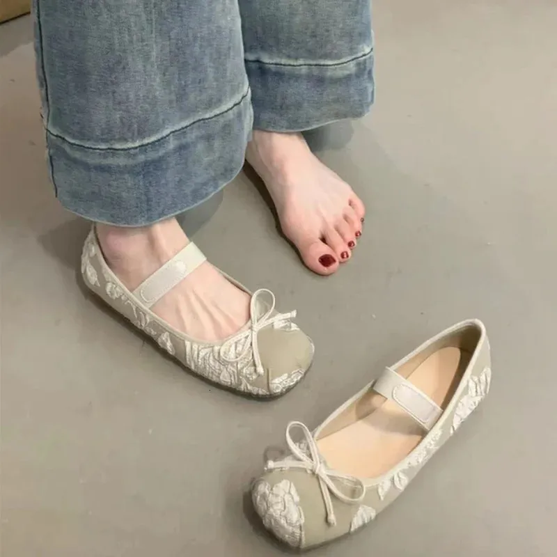 Butterfly-knot Women Ballet Flats Fashion Ladies Shallow Slip On Soft Sole Womens Comfort Ballerina Shoes 240627_voghion.com