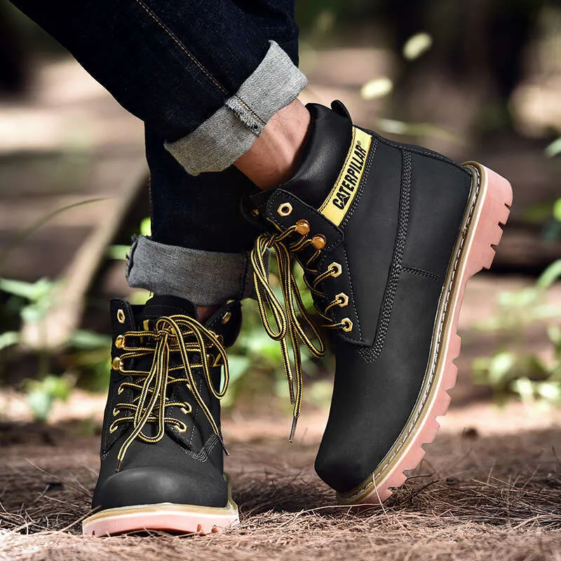 Echtes Leder Herren Damen Winter Knöchel Militär Trekking Schnee Gelb Designer Taktische Stiefel Outdoor für Männer Arbeitsschuhe_voghion.com