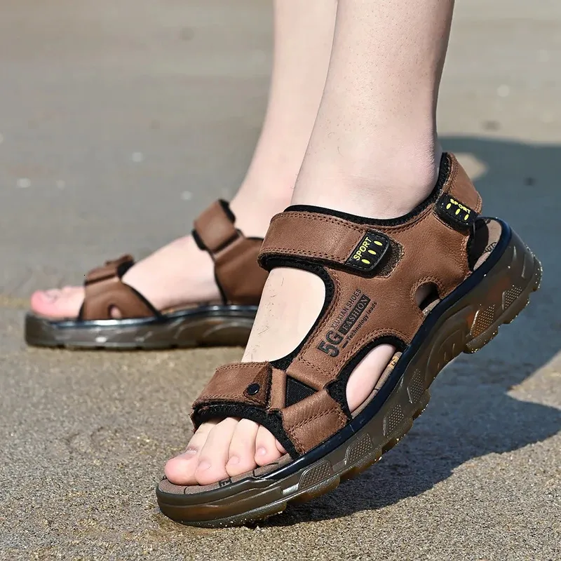 Comfortable Genuine Leather Men Sandals For Outdoor Hiking Summer_voghion.com