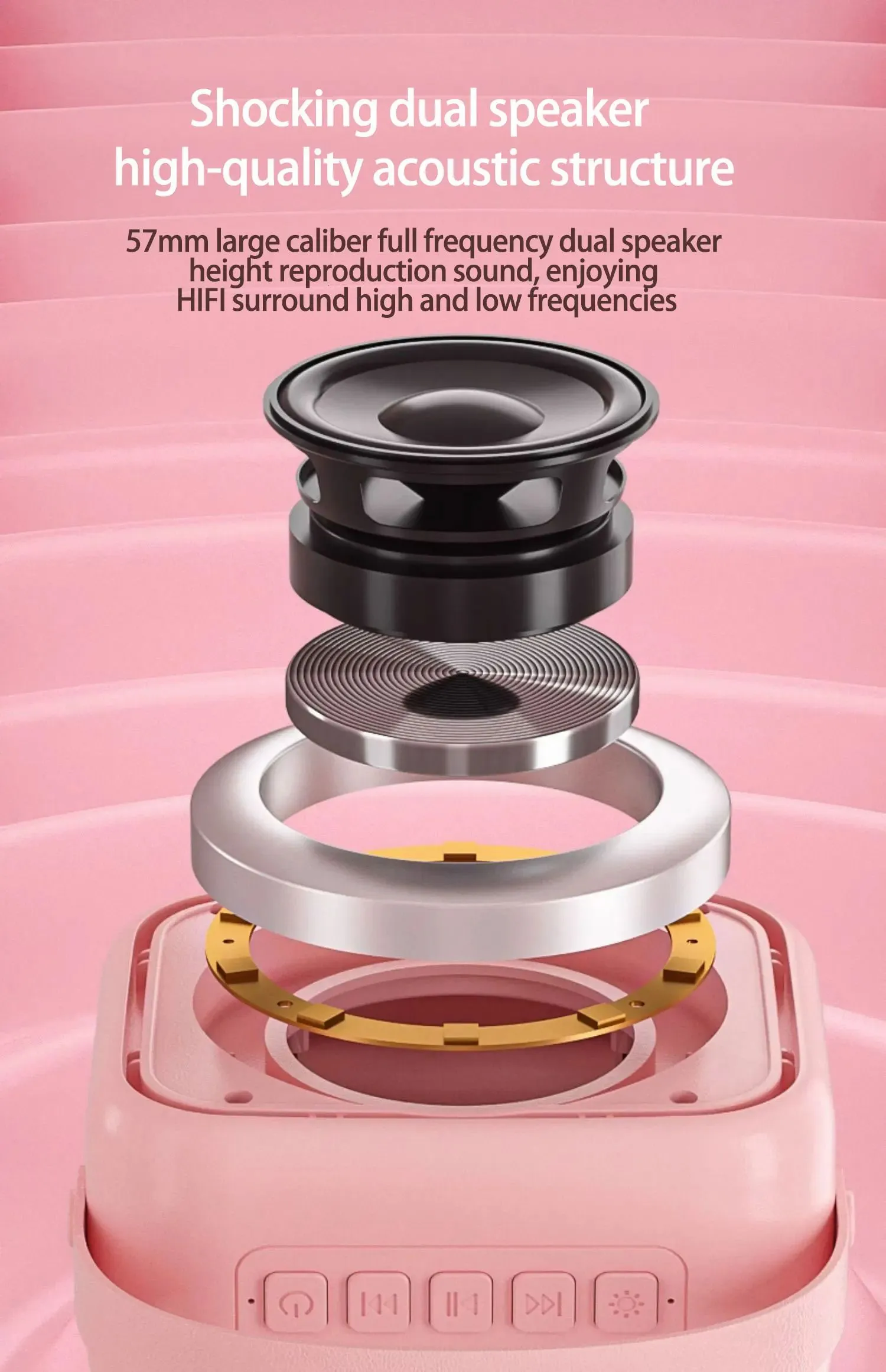 Mikrofone Mini-Karaoke-Hine für Kinder Tragbarer Bluetooth-Lautsprecher mit 1-2 drahtlosen Mikrofonen für 3 4 5 Jahre Geschenke Spielzeug_voghion.com