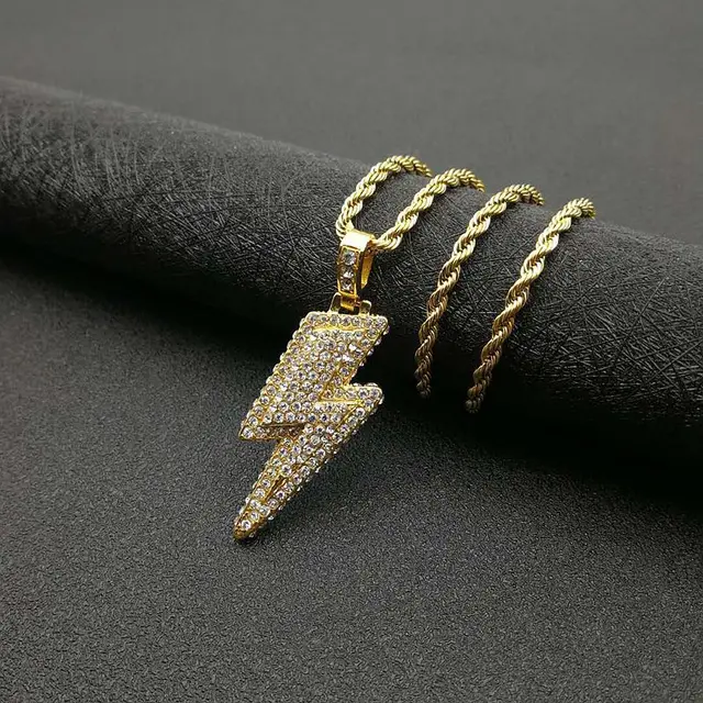 Ready Stock Men's Fashion Iced Out Chain Lighing Hip Hop Full Zircon Necklace Male Jewelry Biker Accessories Gifts_voghion.com