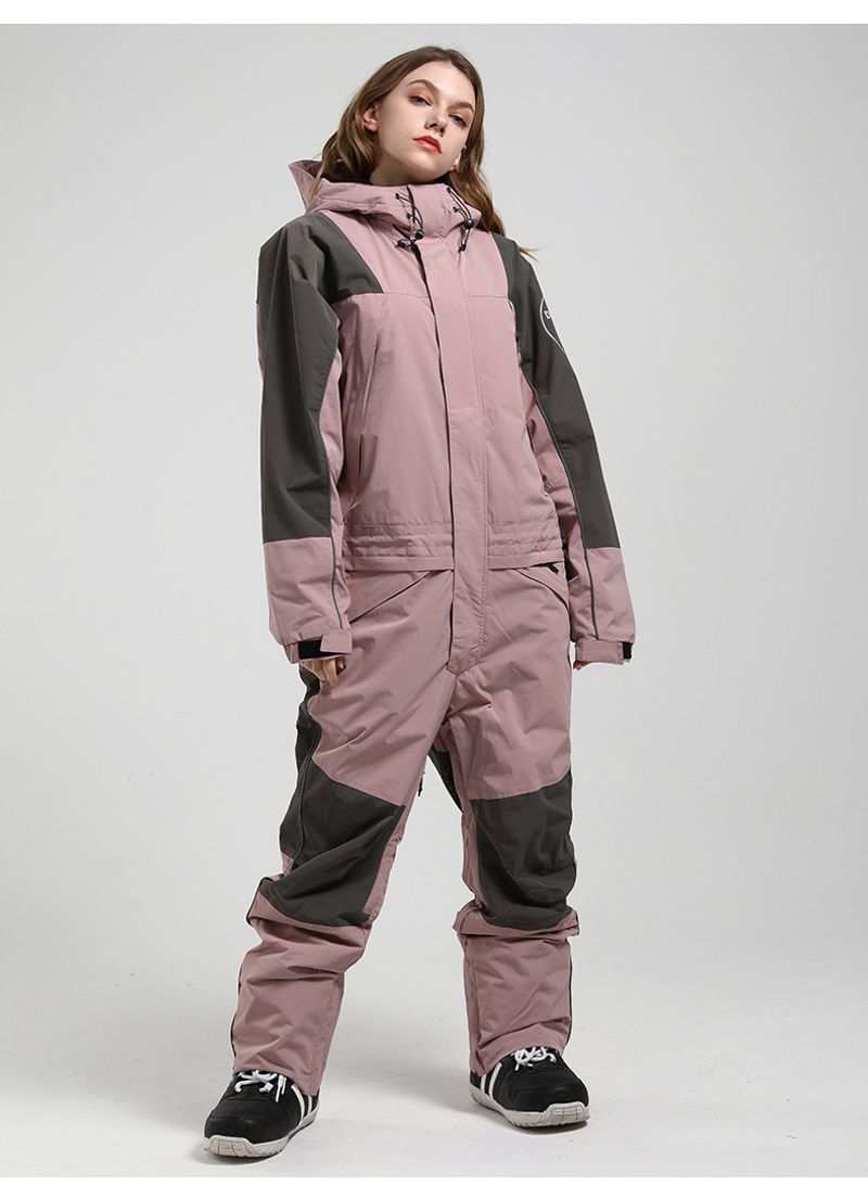 New ski female set fluorescent camouflage warm waterproof breathable night field single and double board one-piece snow_voghion.com