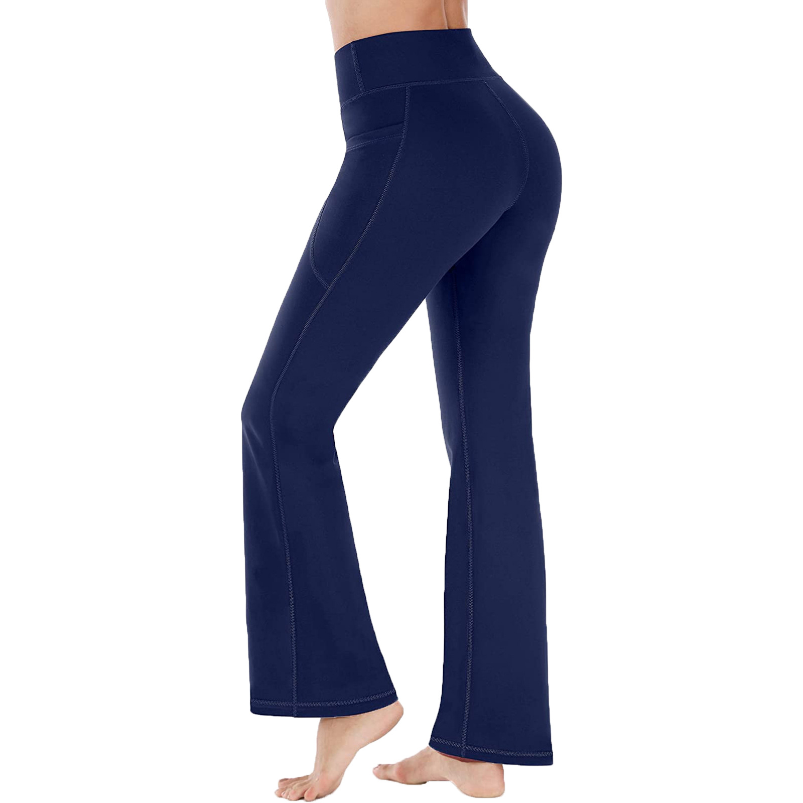 Kadın Yüksek Bel Geniş Paça Pantolon Modası ve Popüler Yoga Geniş Paça Pantolonu_voghion.com