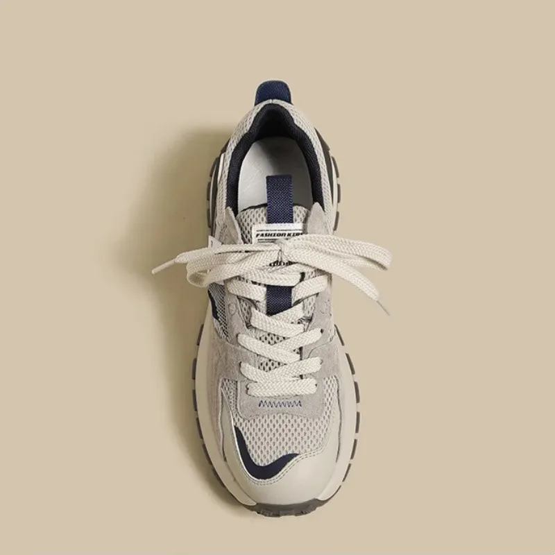 Women's Retro Chunky Running Shoes Breathable Thick Sole Trainers_voghion.com