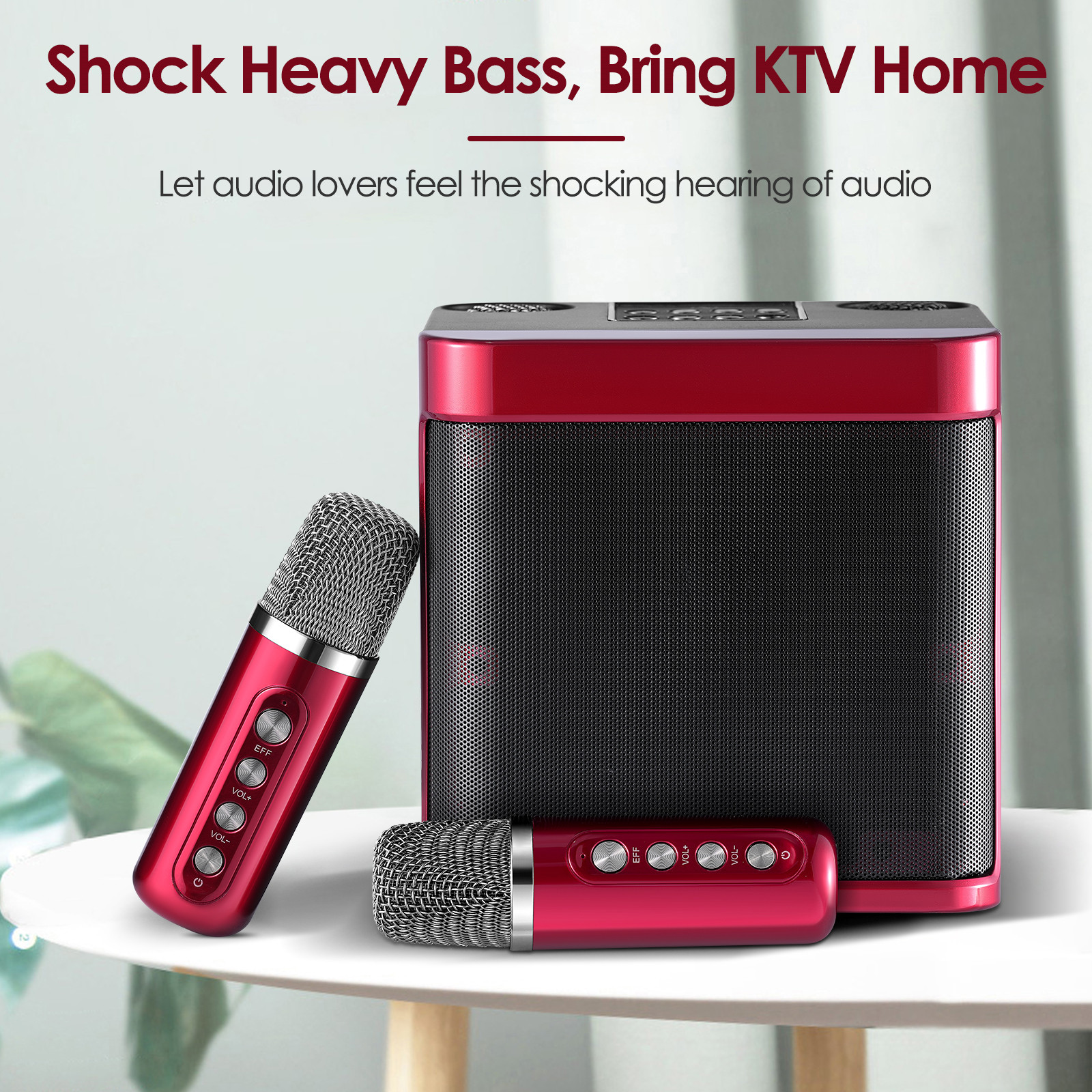 Głośniki KTV 100W, stereo, bezprzewodowy głośnik Bluetooth, mikrofon dla dzieci, audio, wielofunkcyjna maszyna do karaoke, karta dźwiękowa_voghion.com