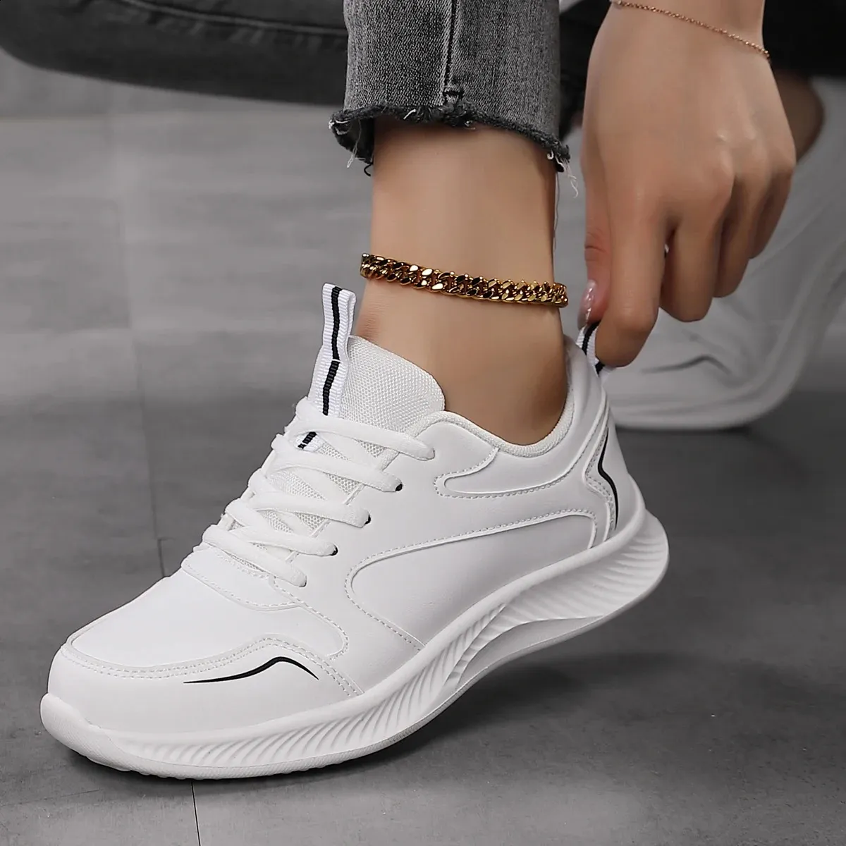 Pantofi sport pentru femei, pantofi de tenis la modă, confortabili, sport, pantofi casual de primăvară-vară, pantofi pentru femei din PU, 240809_voghion.com