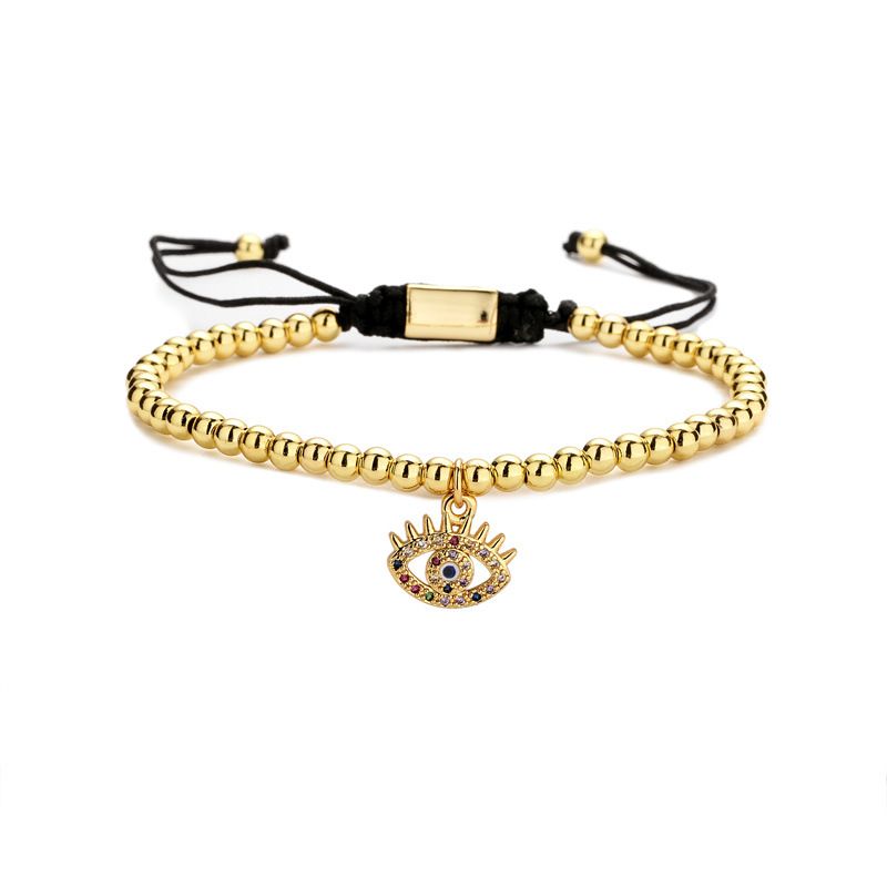 Kupfer einfache Stil Teufelsauge Krone Lächeln Gesicht Armbänder_voghion.com
