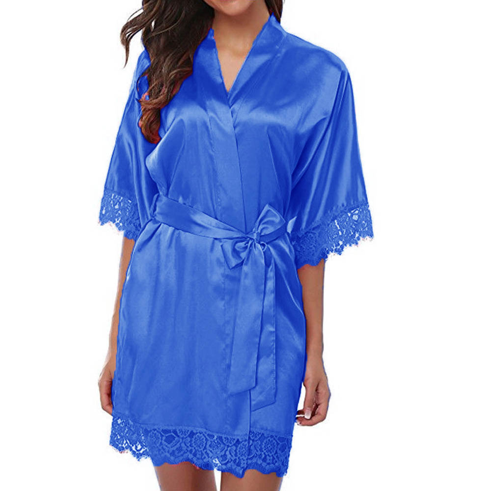 InjSatin-Robe de nuit en dentelle pour femme, lingerie sexy, douce, lisse, pyjama_voghion.com