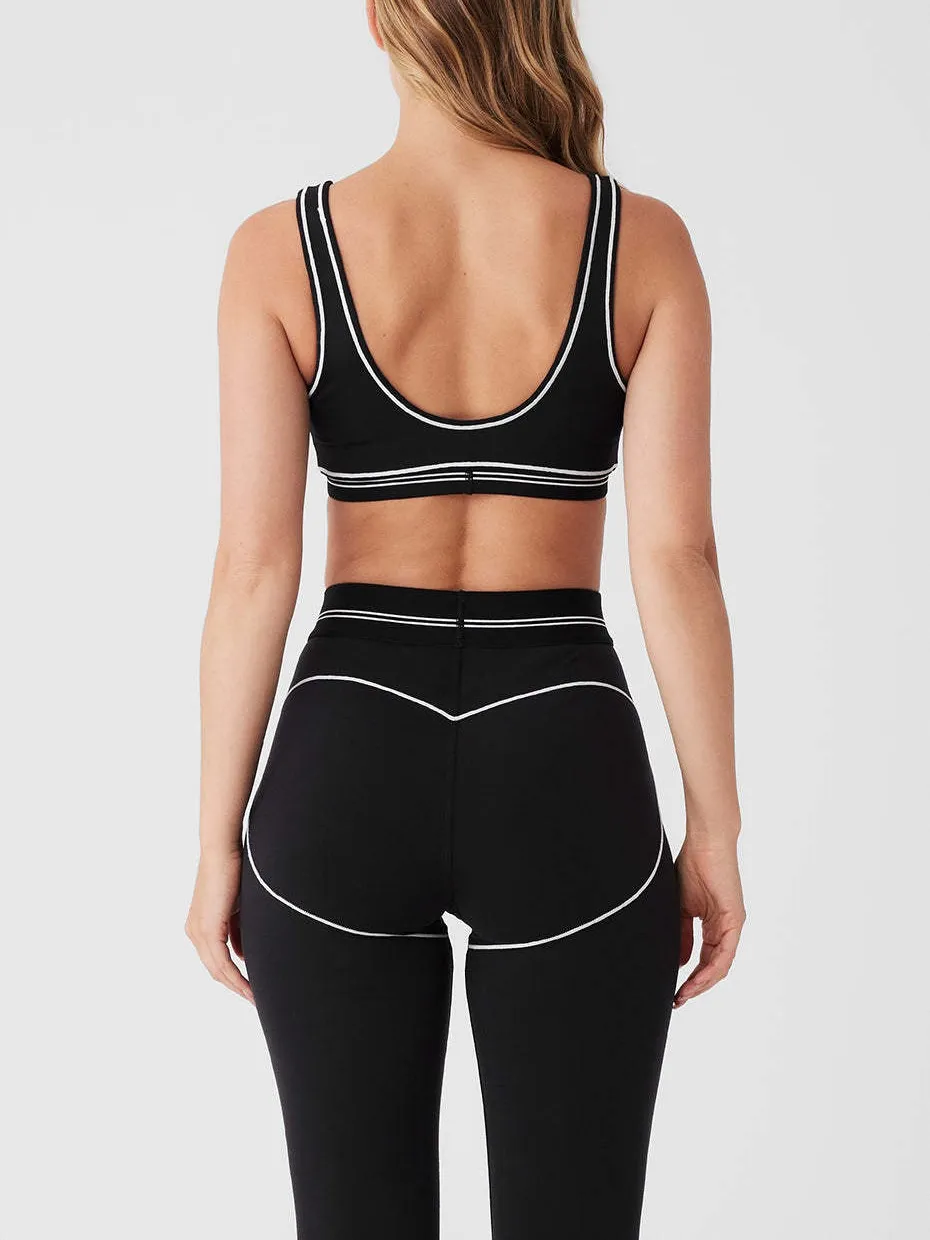 A400 Frauen BH Hohe Taille Hose Training Elastisch Gestreift Atmungsaktiv Yoga Anzug Fiess Set_voghion.com