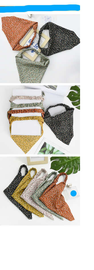 Nouveau petit foulard triangulaire élastique à fleurs fraîches de campagne, bandeau marguerite, foulard, accessoire, bandeau_voghion.com