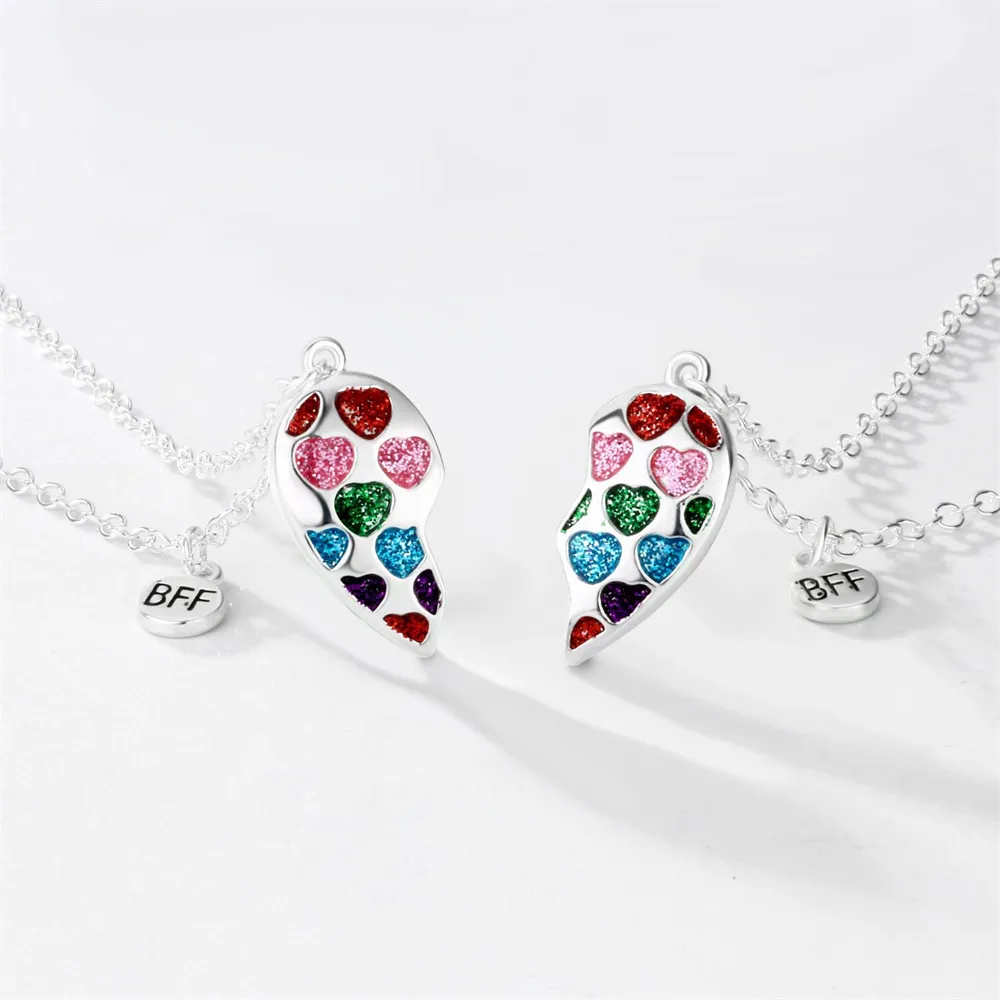 Collane con ciondolo Collana magnetica a forma di cuore alla moda per bambine e ragazze Catena con clavicola rotta alla moda coreana BFF Friends_voghion.com