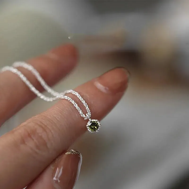 Ketten Moud Gréng Zirkon Charm Anhänger Halskette Fir Fraen Schléissebeen Kette Bijouen Kaddo Choker E058_voghion.com