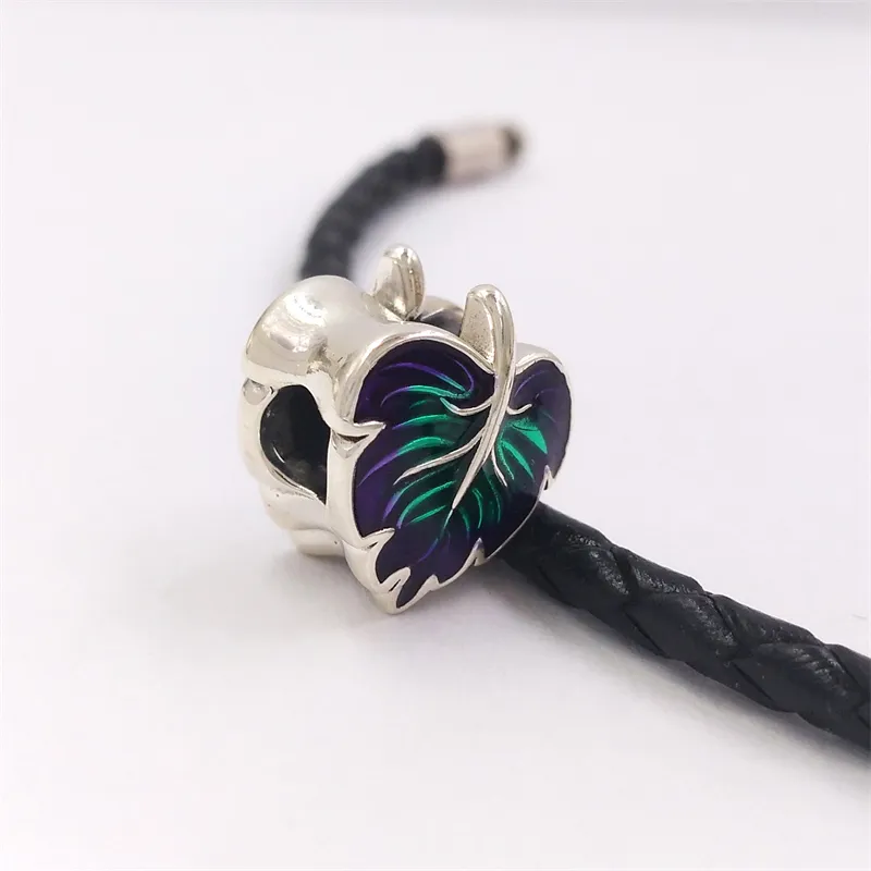 Modeschmuck Sterling Silber Ketten Perlen passend für Armbänder Herstellung Kit Armreif Lila & Grün Blatt Charm Frauen Halskette Set Box DIY E_voghion.com