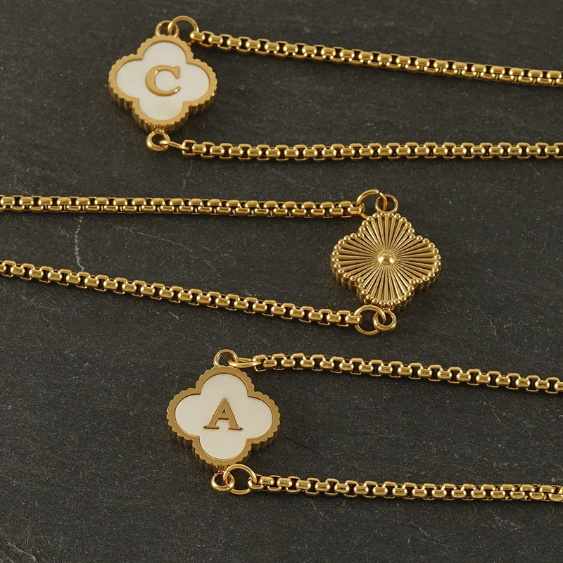French Clover Design Bracelet Minimalist Chain Link Jewelry_voghion.com