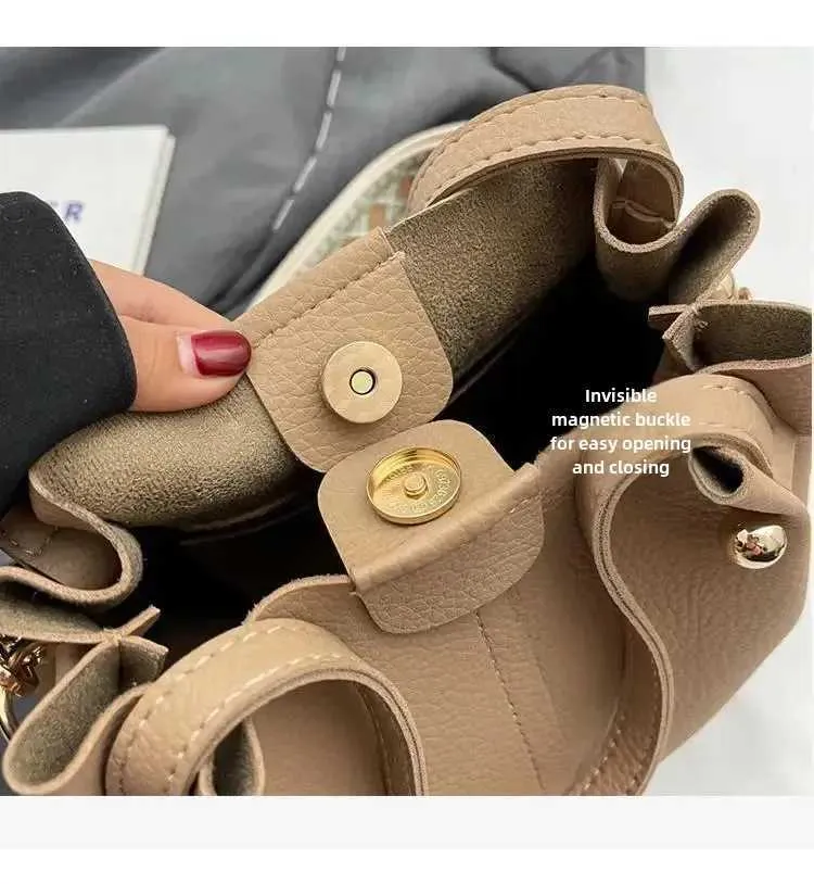 Bag Korean Versatile Bucket Spring And Summer Broadband Shoulder Messenger Bag Womens Handba241128_voghion.com