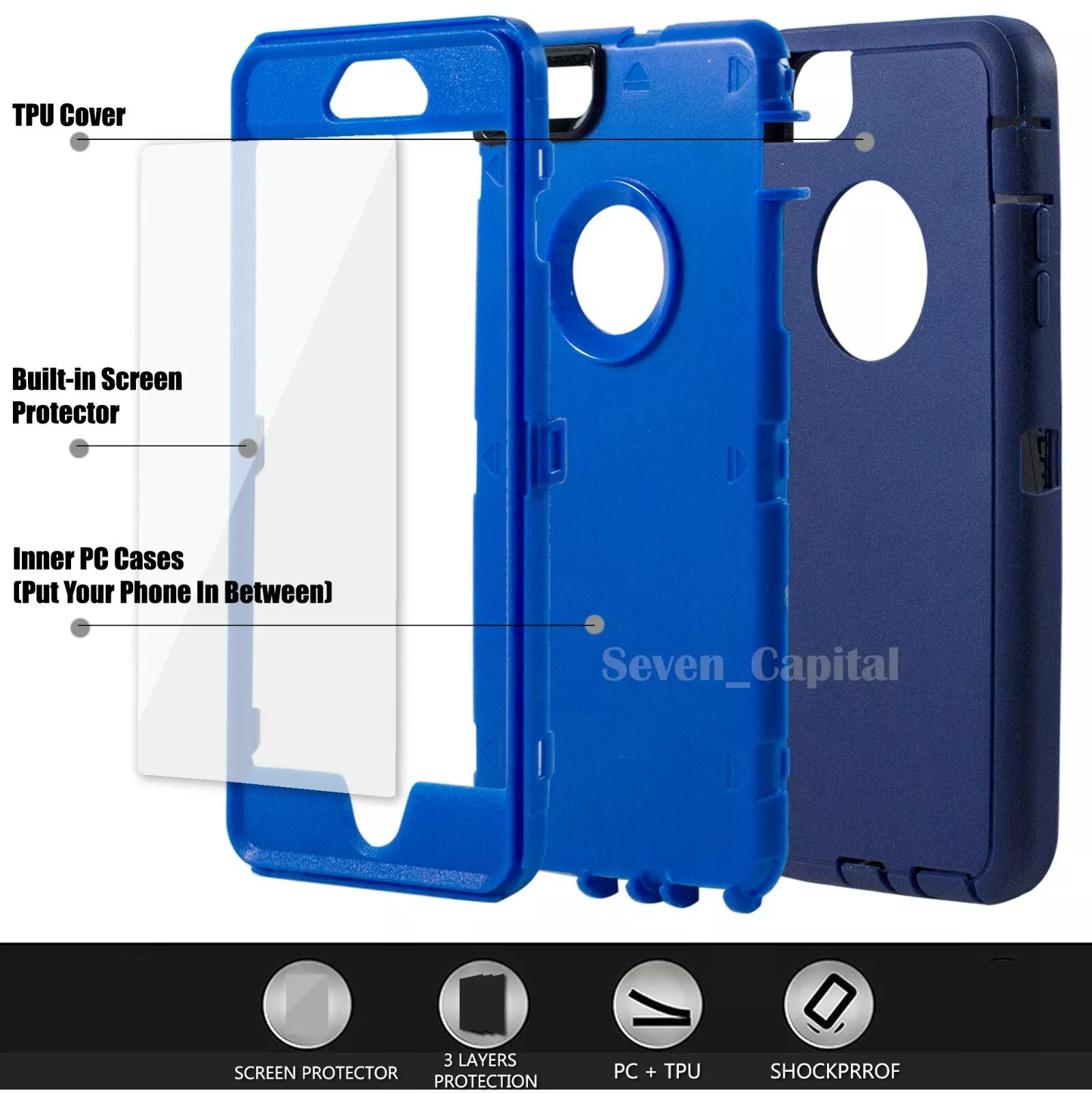 For IPhone 6 7 8 Plus SE 2 3 Protective Shockproof Cover Case + Screen Protector_voghion.com