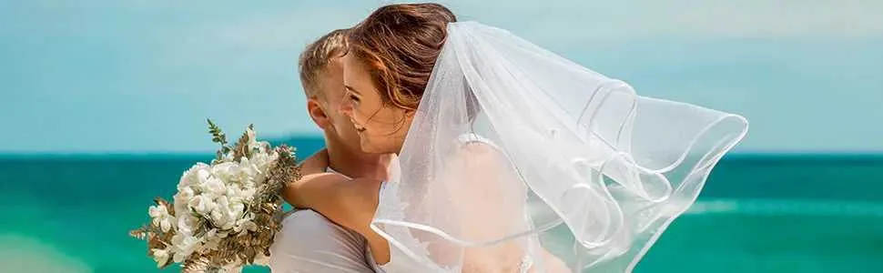 Gioielli per capelli da sposa, da donna, semplici, in tulle, con velo corto e bordo in raso, con pettine, per matrimonio, addio al nubilato_voghion.com