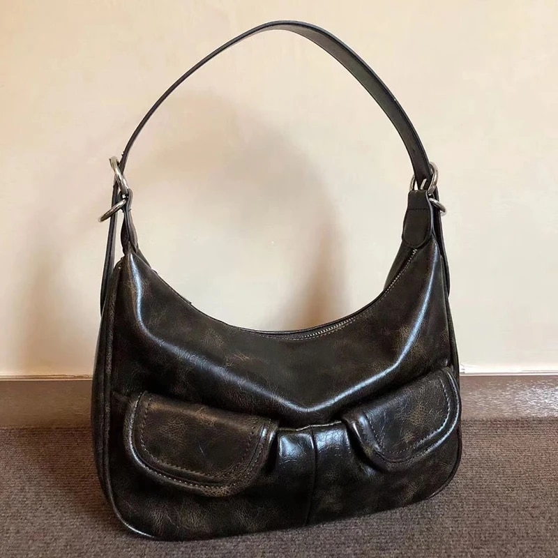 Ladies Solid Color Shoulder All-match Simple Multifunction Handbags Large Capacity Underarm Bags for Women Hobo Purse_voghion.com