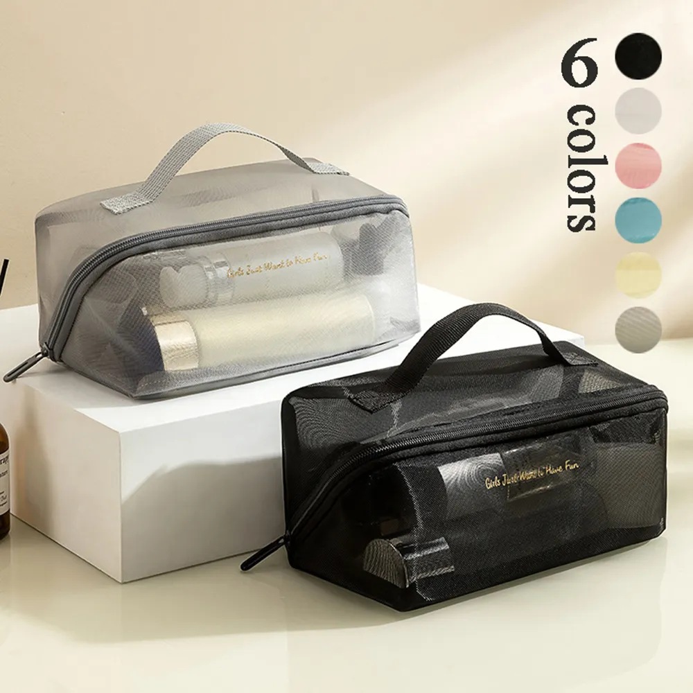 Zipper Transparent Mes Makeup Large Capacity Make Up Toiletry Was Bags Women Travel Portable Cosmetic Bag Storage_voghion.com