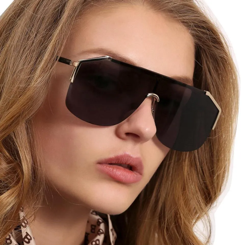 0291 Designer-Sonnenbrille für Damen Mode Sonnenbrillen Wrap Sonnenbrille Halbrahmen Beschichtung Spiegellinse Kohlefaser Beine_voghion.com