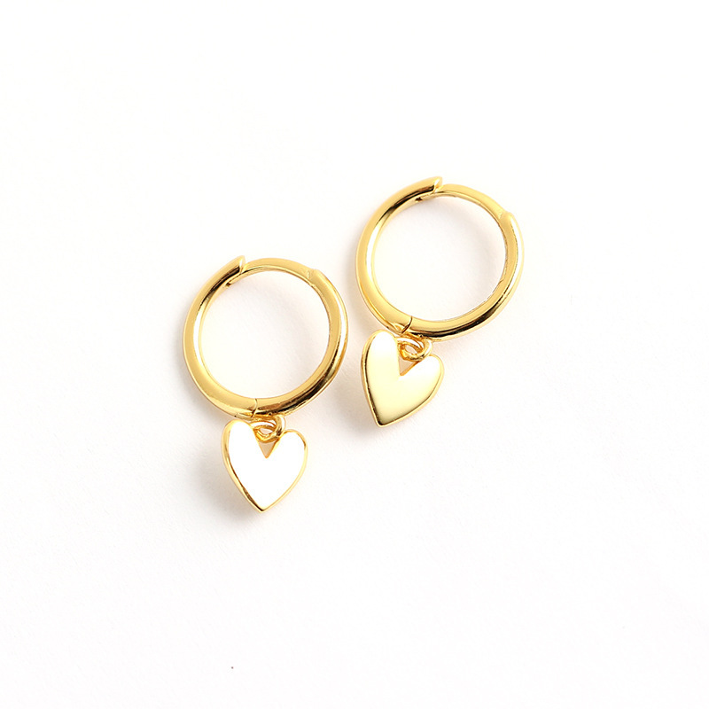 S Donna Instagram Style Edizione coreana Smooth Peach Heart Ear Buckles Super Immortal Piccoli orecchini in argento fresco_voghion.com