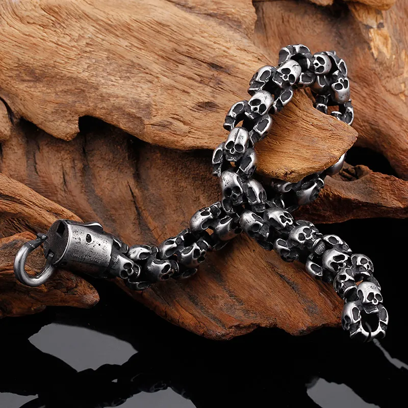 Skull Skeleton Link Chain Bracelet Stainless Steel For Men_voghion.com