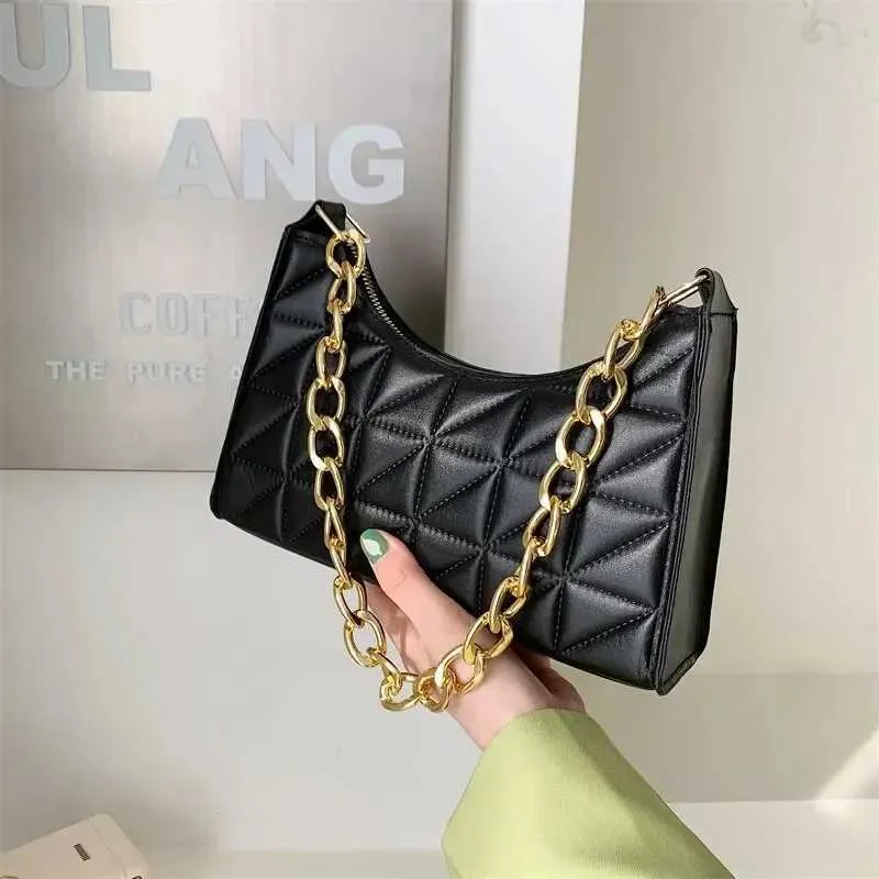 100 % Polyurethan, einfarbige Schultertasche mit Kettenverschluss am Boden für Damen Y241123_voghion.com