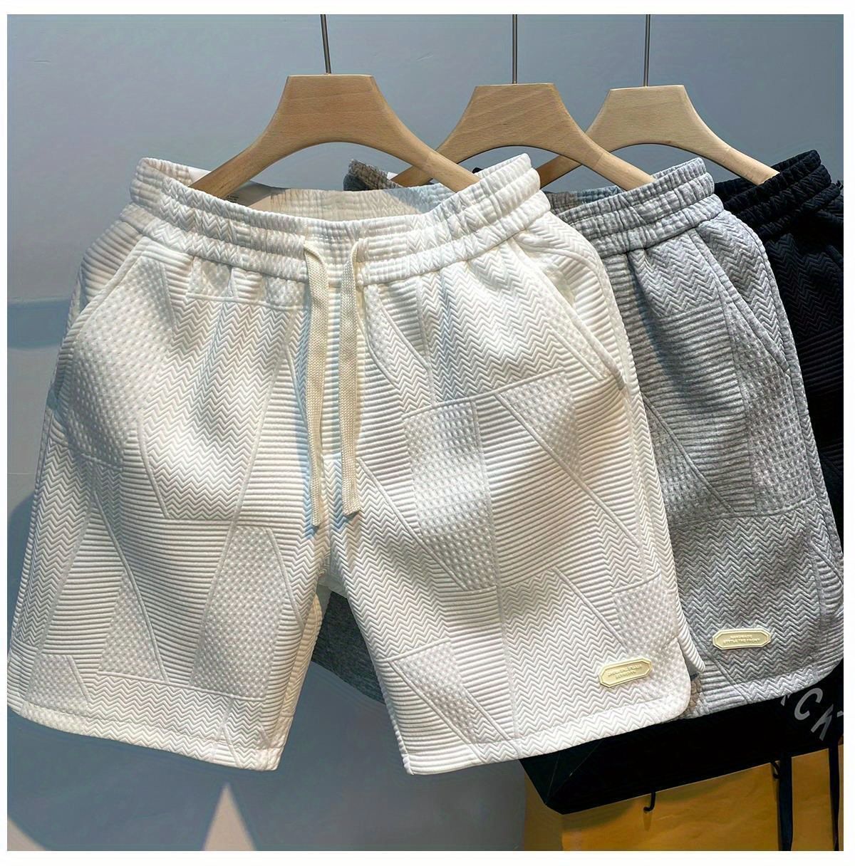 Herreklær bølgete shorts, designer nisje avslappet fempunkts strandbukser, sommer high street sportsshorts_voghion.com