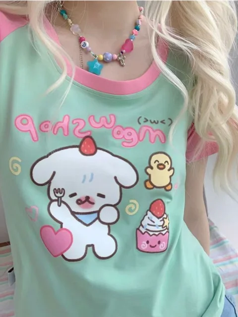 Hot sælgende Y2k Emo Sommer Kvinder Koreansk Japansk Haruku Kortærmede Egirl Anime T-shirts Æstetisk Oversized Kawaii T-shirt Toppe_voghion.com
