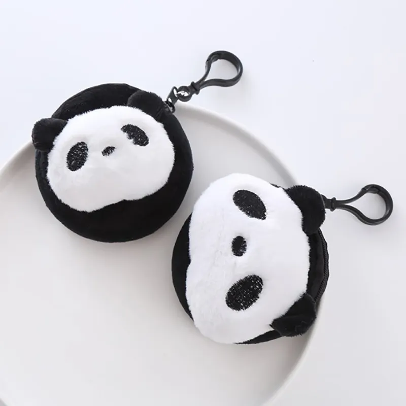 Monedero con cremallera y diseño de panda de peluche, miniauriculares con cable USB, ideal como regalo de cumpleaños para niños._voghion.com