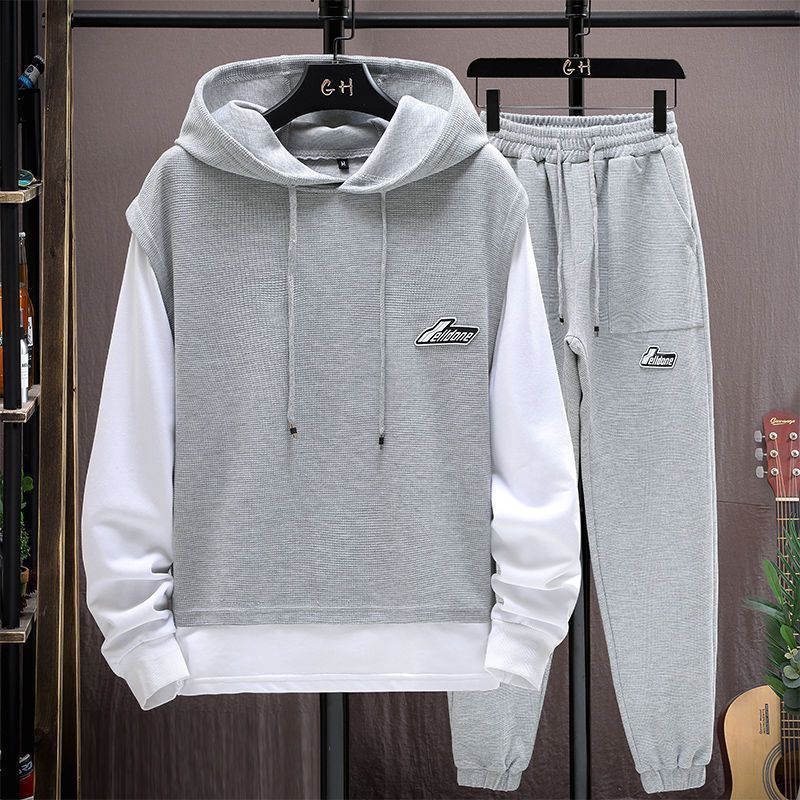 Ensemble de vêtements pour hommes, sweat-shirt gaufré, vêtements de sport décontractés pour hommes, automne, course à pied, pantalon à manches longues, ensemble de vêtements pour garçons
