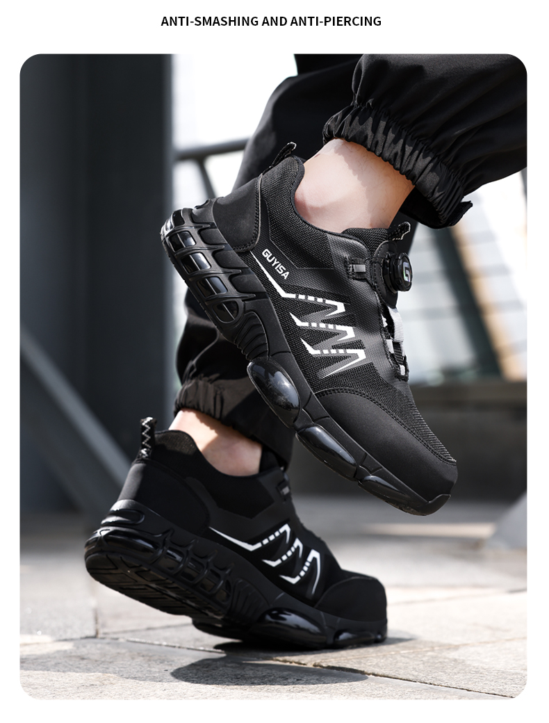 Scarpe antinfortunistiche GUYISA con punta in acciaio, scarpe da lavoro da uomo di alta qualità, leggere, alla moda e comode 5025bk_voghion.com