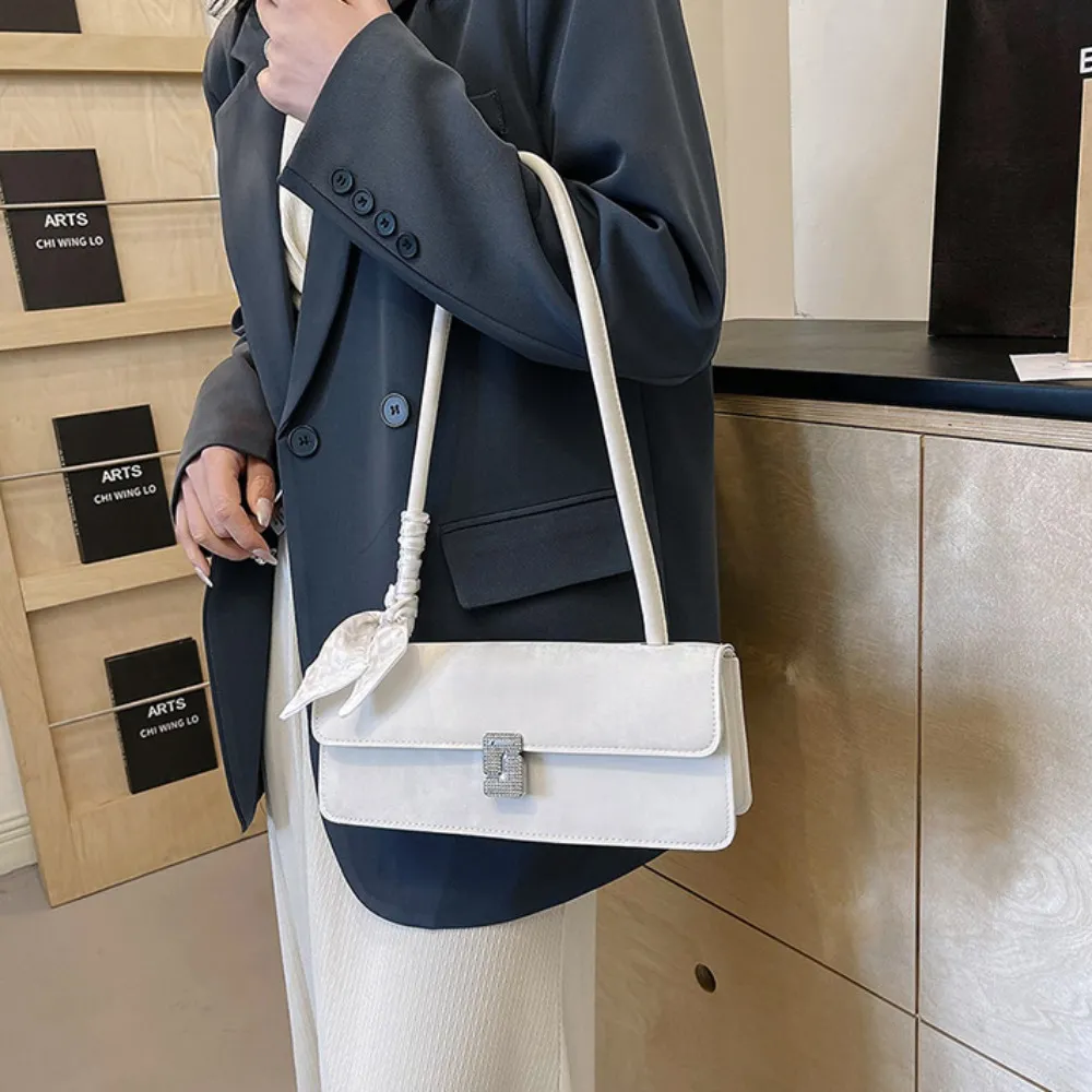 Retro Silk Scarf Lady Shoulder Underarm Casual Commuting Handbag Minimalist Business Women's Banquet Bag_voghion.com