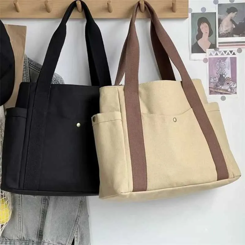 Borsa a tracolla in tela di grande capacità per il lavoro, per studenti, per vestiti e libri, in stile universitario, nuova Y241011_voghion.com