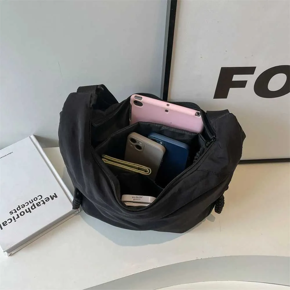 Borsa a tracolla casual da donna in tessuto di nylon, multi tasche, grande capacità, borsa a tracolla, hobo, 2024, estate, ultima moda_voghion.com