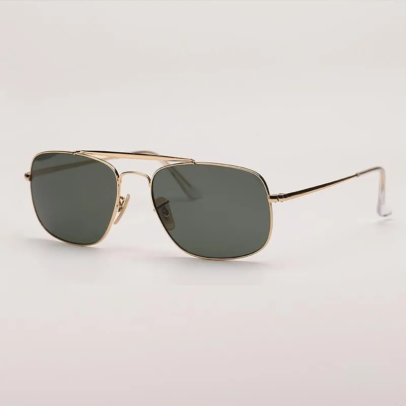 Quadratescht Metallrahmen Damen Hären Sonnebrëller Design Duebel Bréck Sonnebrëller Klassesch Outdoor Fuerbrëller Héich_voghion.com