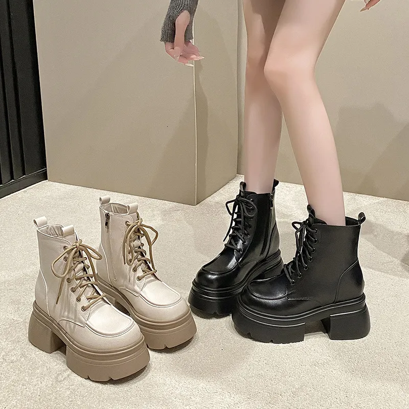 Black 2024 Autumn/Winter New British Style Thick Bottom Short Sweet Cool Motorcycle Martin Boots For Women_voghion.com