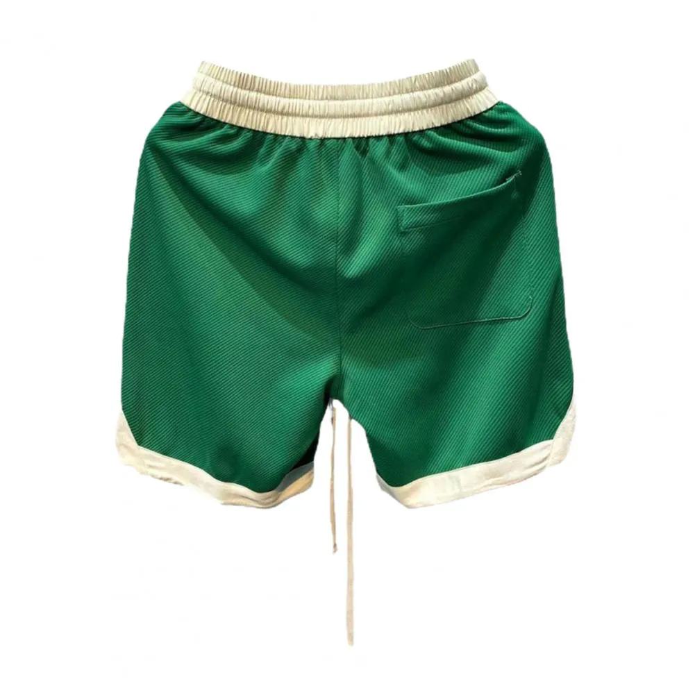 Men's Shorts Men Summer Pants Letter Print Drawstring With Elastic Waist Pockets Knee Length Vacation Beach Sport Casual_voghion.com