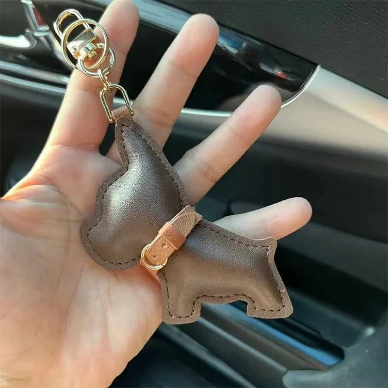Porte-clés de voiture en cuir avec chiot bouledogue français, cadeau créatif, pendentif pour sac, décoration mignonne Y241121_voghion.com