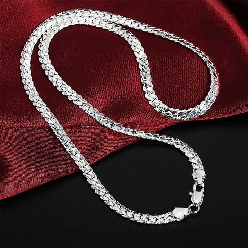 Sterling Silver Flat Chain Necklace For Men And Women Elegant_voghion.com